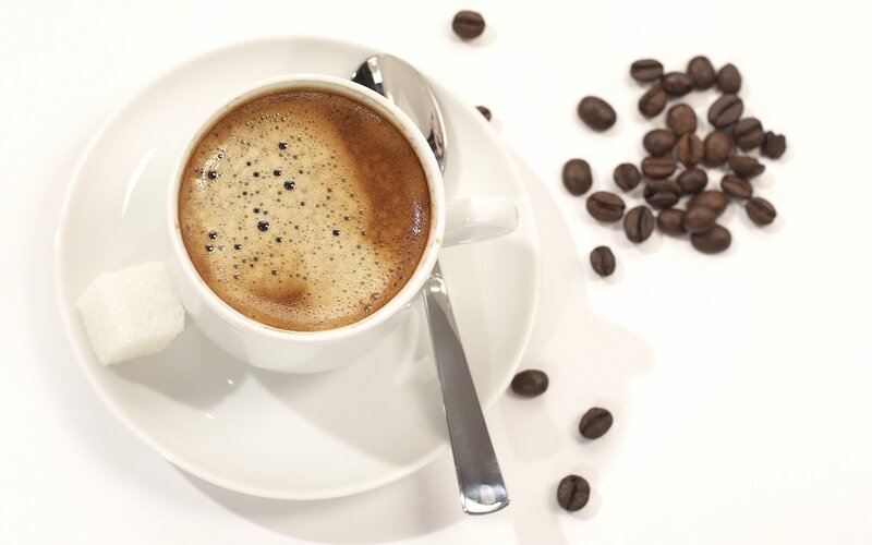 Coffee Cup with Beans — White, Calm