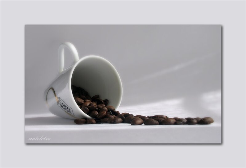 Coffee Cup with Beans — White