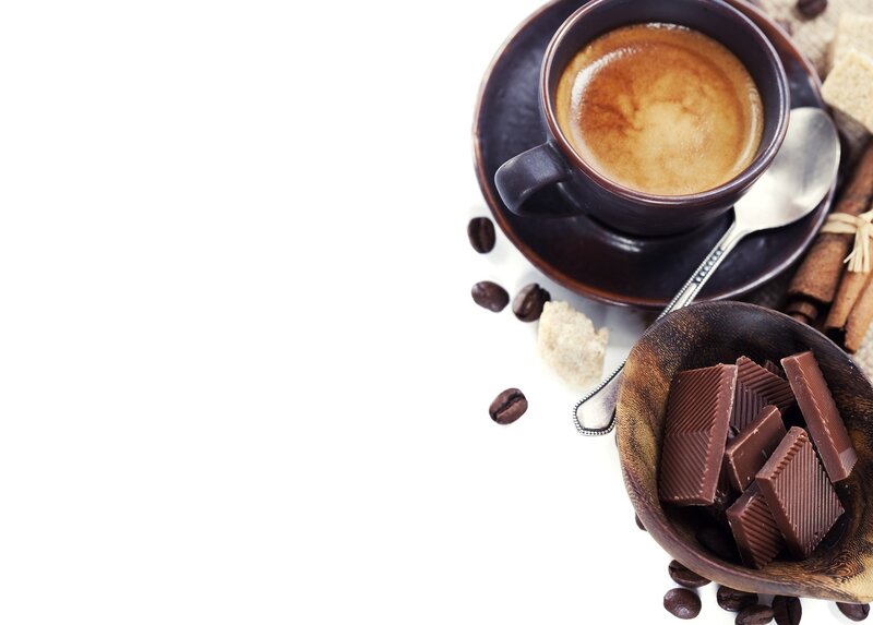 Coffee Cup with Chocolate — Brown, Calm, Photograph