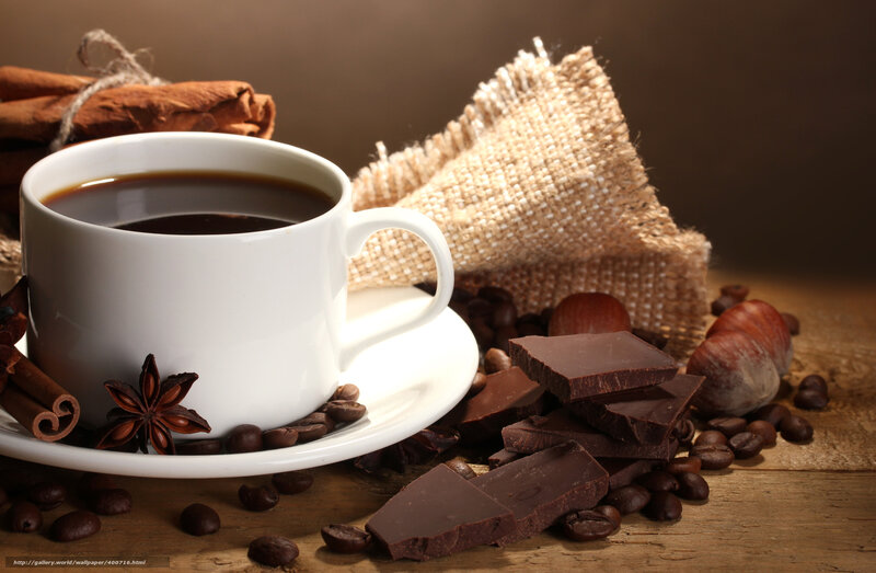 Coffee Cup with Chocolate — Brown, Cozy, Photograph, Cinnamon Sticks, Coffee Beans