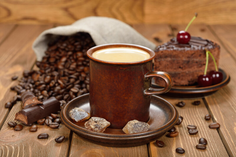 Coffee Cup with Chocolate Cake