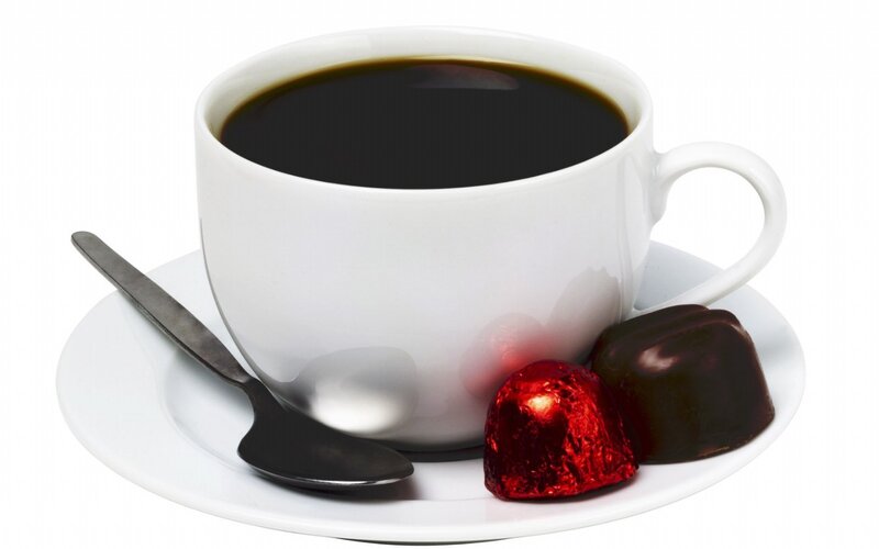 coffee cup with chocolates