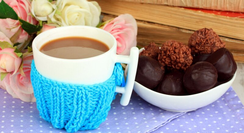 Coffee Cup with Chocolates — Blue