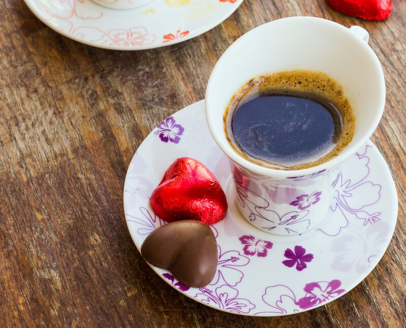 Coffee Cup with Chocolates — White, Calm