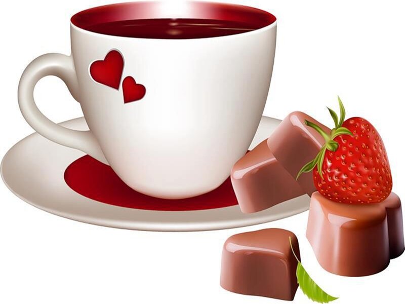 Coffee Cup with Chocolates — White, Sweet