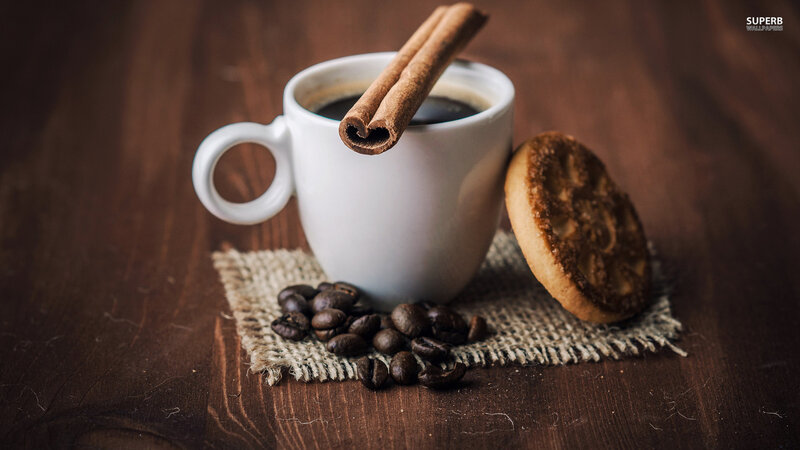 Coffee Cup with Cinnamon Stick — Brown, Cozy, Photograph