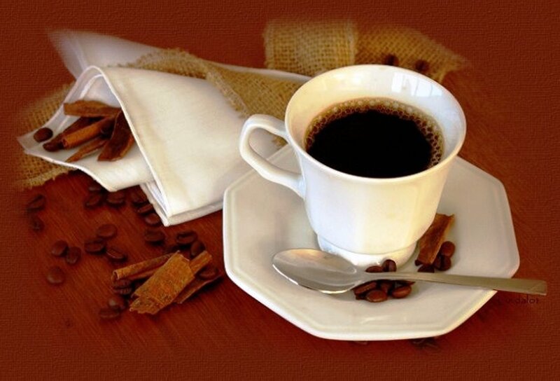 Coffee Cup with Cinnamon Sticks — Brown, Cozy