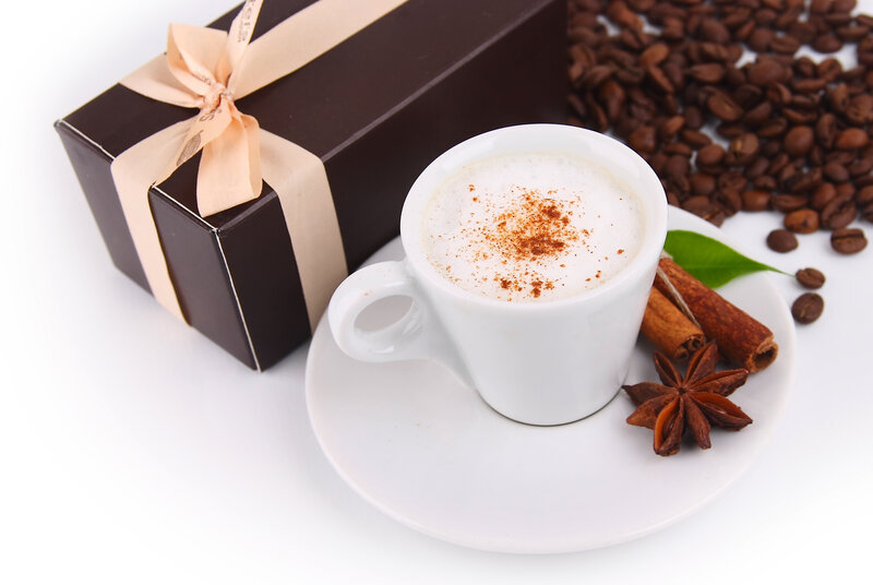 Coffee Cup with Cinnamon — White, Calm, Photograph, Coffee Beans
