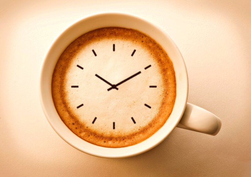 Coffee Cup with Clock Face