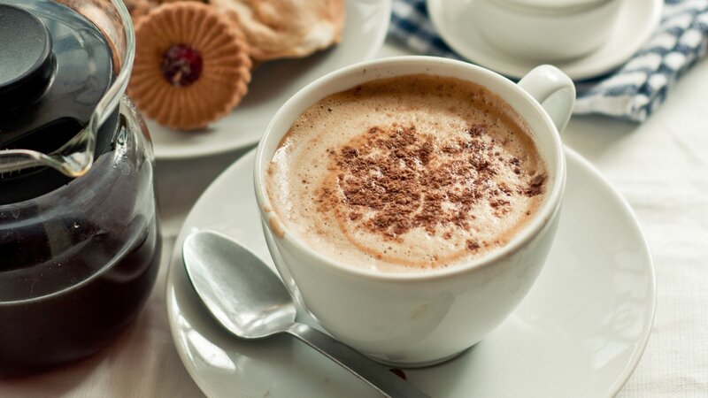 Coffee Cup with Cocoa Powder — White, Calm, Morning