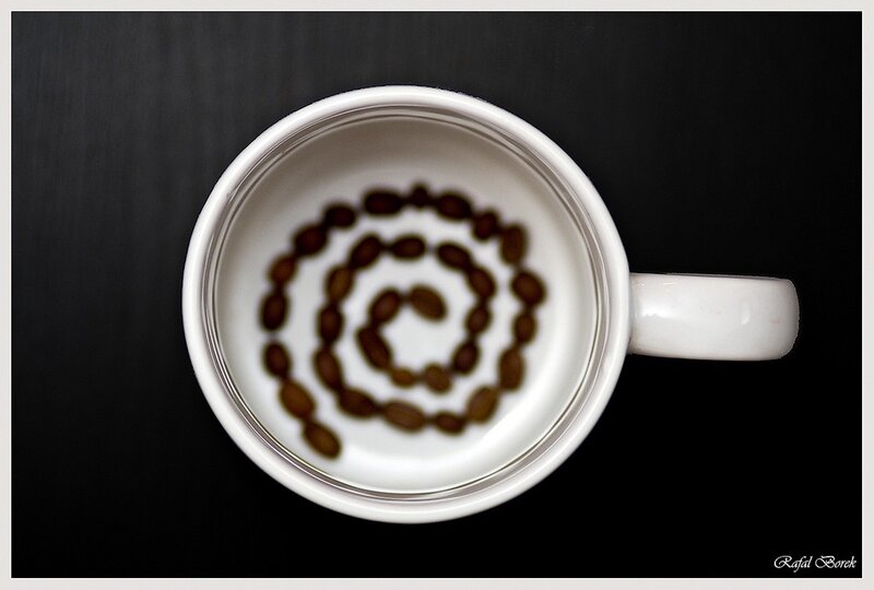 coffee cup with coffee beans