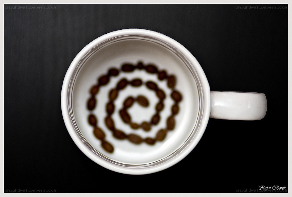 coffee cup with coffee beans