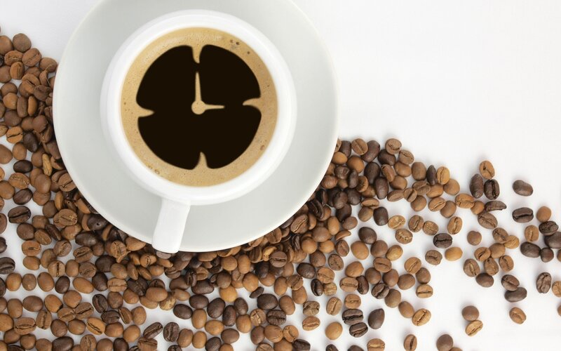 Coffee Cup with Coffee Beans — Brown