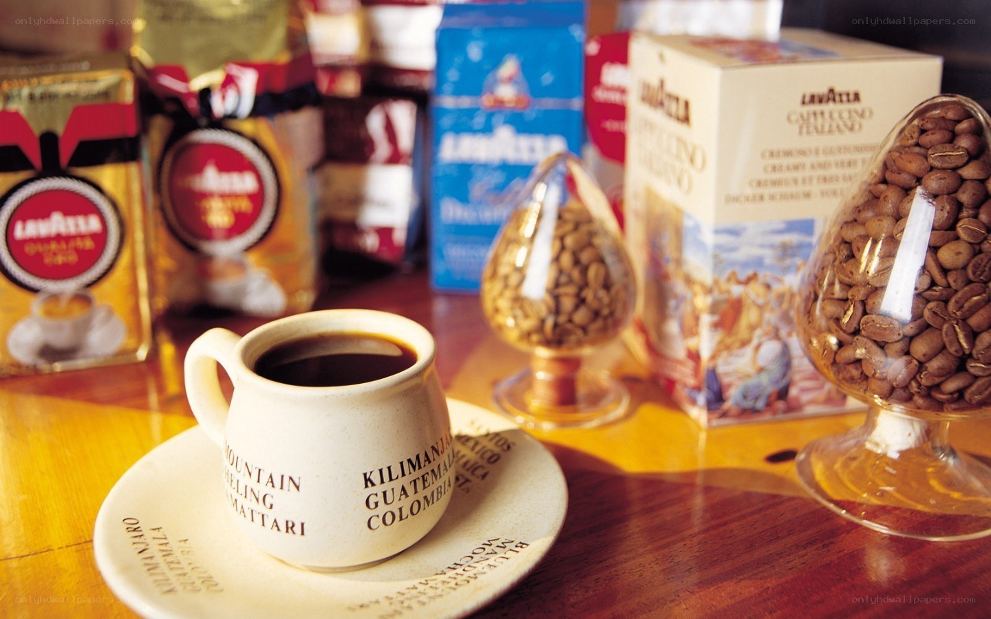 Coffee cup with coffee beans