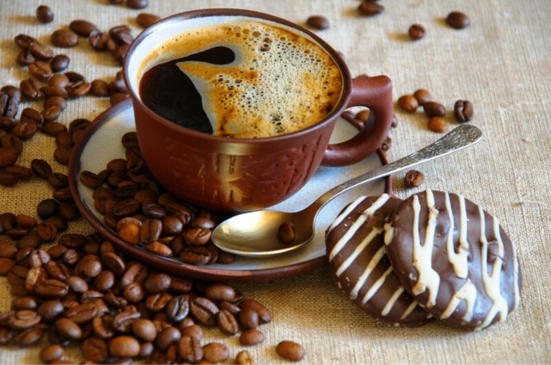 Coffee Cup with Cookies — Brown, Cozy