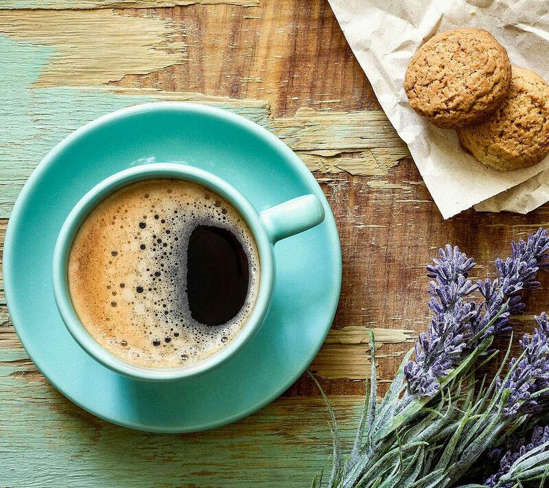 Coffee Cup with Cookies — Teal, Calm
