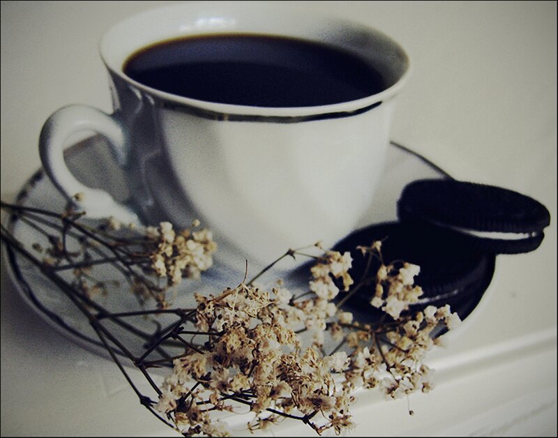 Coffee Cup with Cookies — White, Calm