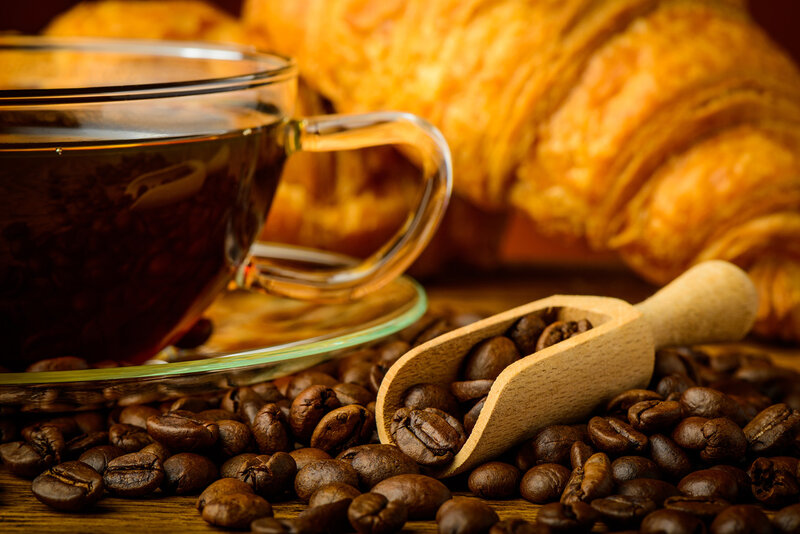Coffee Cup with Croissant — Brown