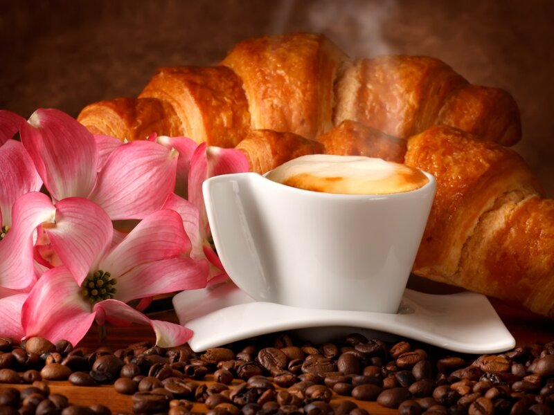 Coffee Cup with Croissant