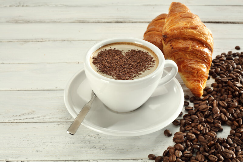 Coffee Cup with Croissant — White