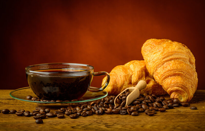 Coffee Cup with Croissants — Brown