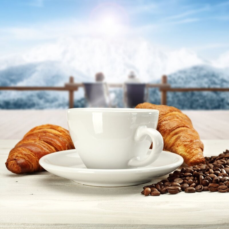 Coffee Cup with Croissants — White