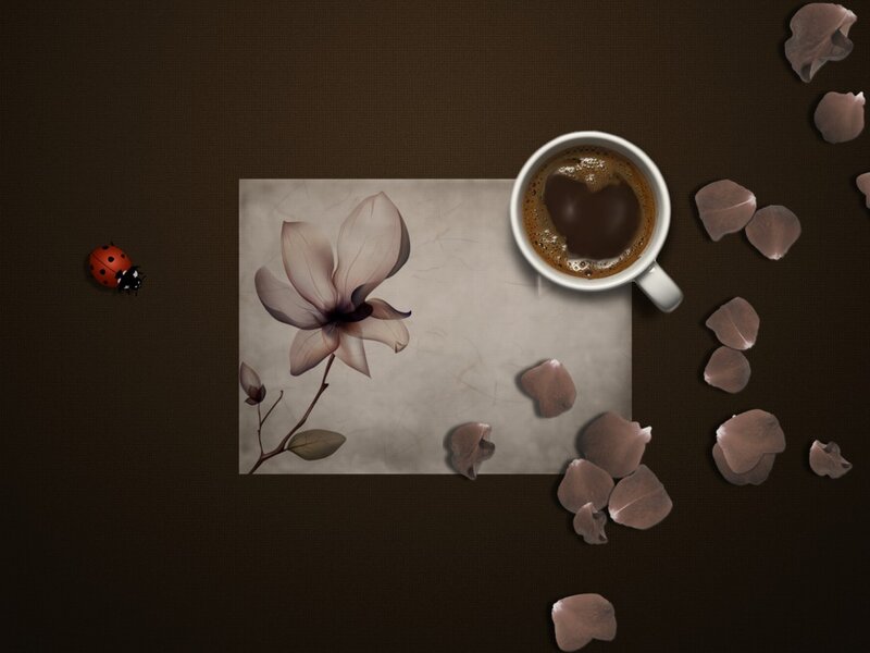 Coffee Cup with Flower — Brown