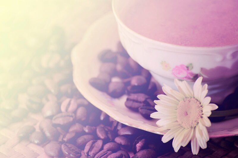Coffee Cup with Flower — Pink