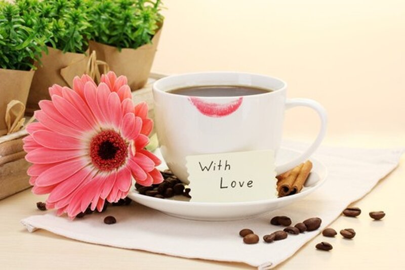 Coffee Cup with Flower — White, Calm
