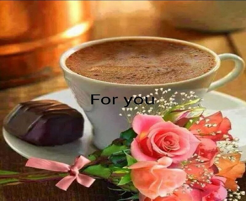 Coffee Cup with Flowers — Brown