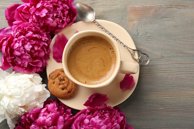 Coffee Cup with Flowers — Pink, Serene