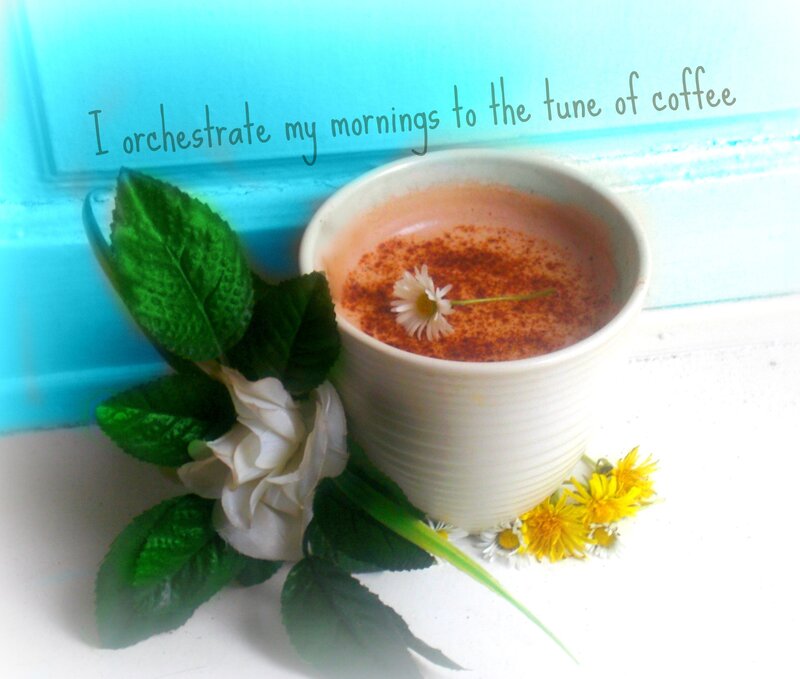 Coffee Cup with Flowers — White, Serene, Morning
