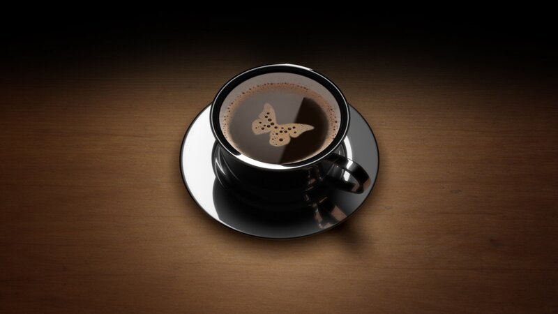 Coffee Cup with Foam Art — Brown, Calm, 3d Render, Saucer