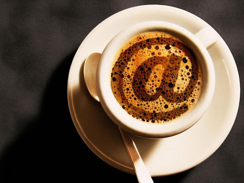 Coffee Cup with Foam Art — Brown, Dramatic, Photograph
