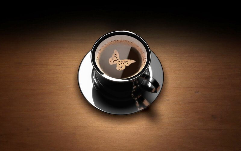 Coffee Cup with Foam Art — Brown, Dramatic