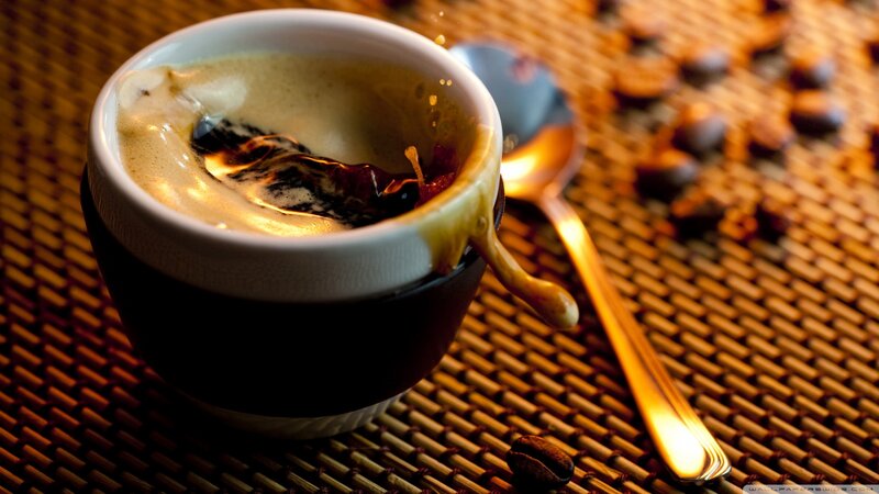 Coffee Cup with Foam — Brown, Warm, Photograph