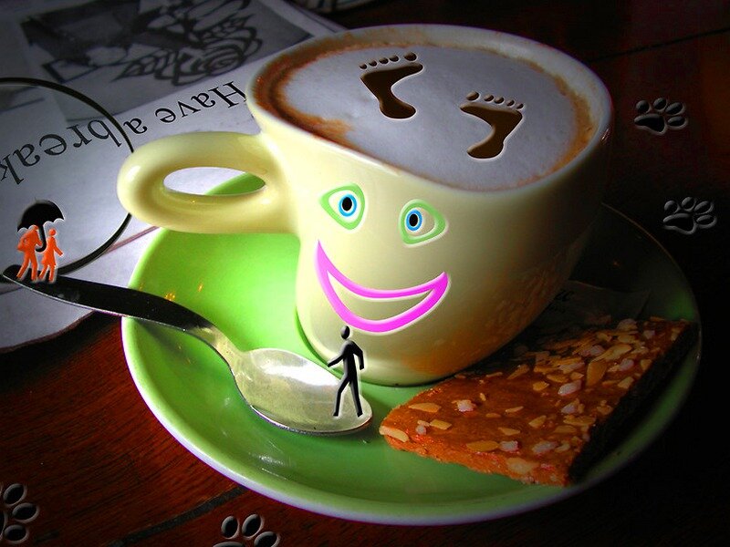 Coffee Cup with Footprints