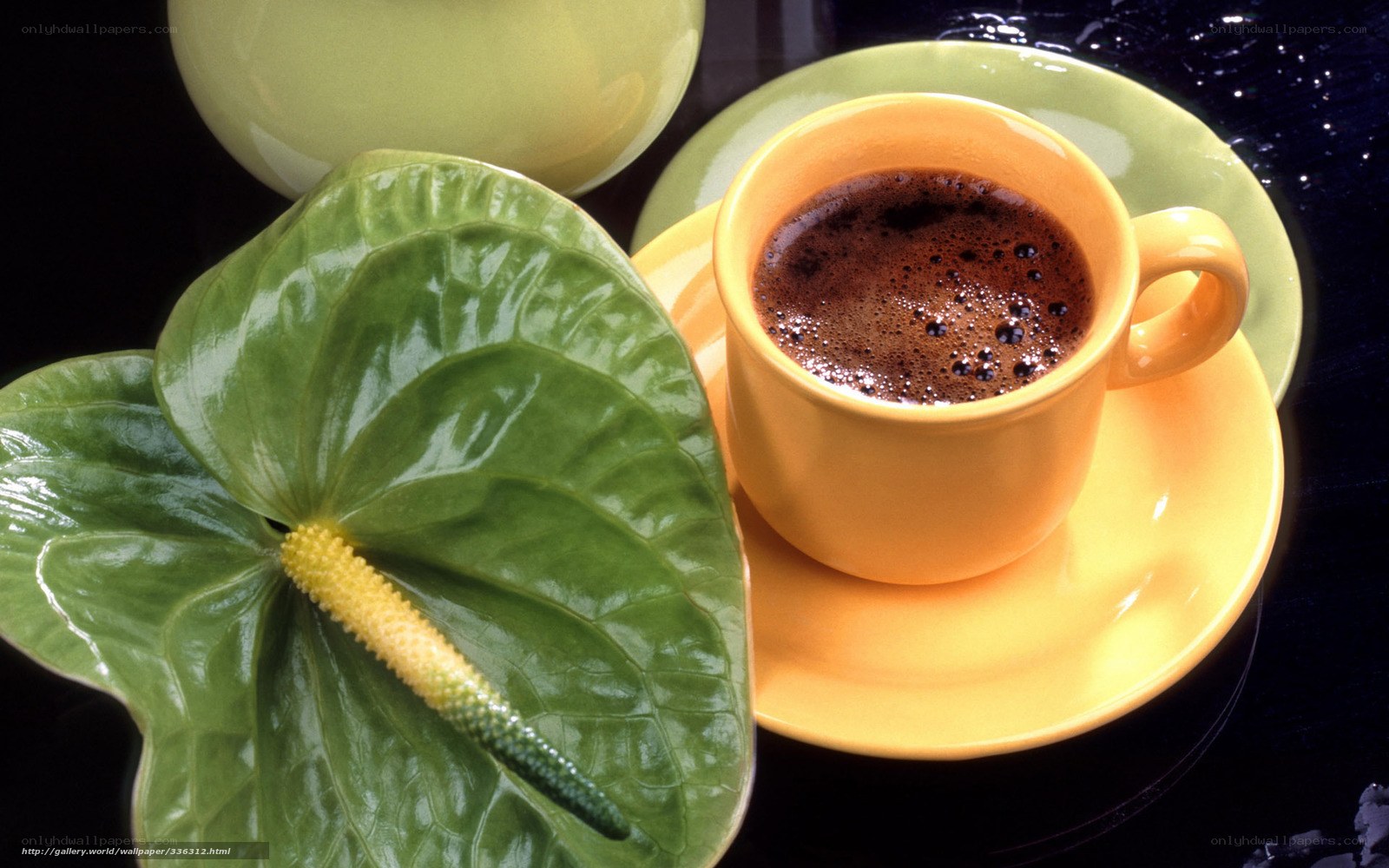 Coffee cup with green flower