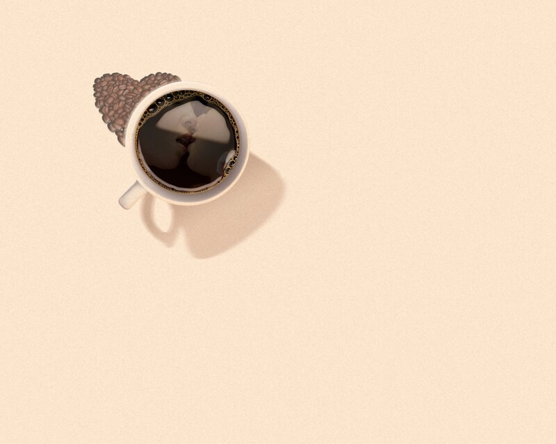 Coffee Cup with Heart — Beige