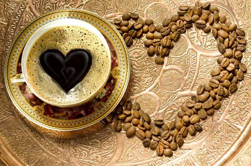 Coffee Cup with Heart — Brown, Calm, Photograph, Coffee Beans, Saucer