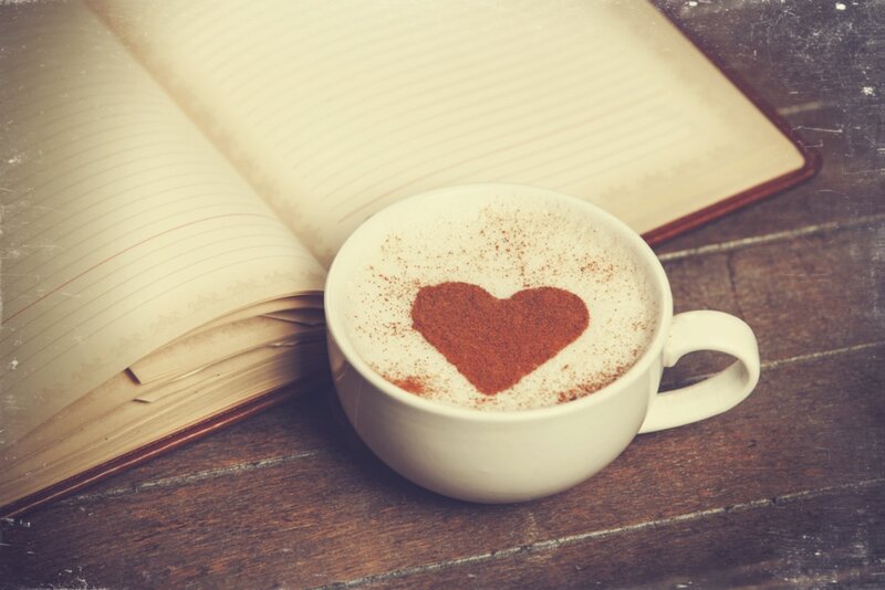 Coffee Cup with Heart — Brown, Cozy, Morning, Photograph, Book