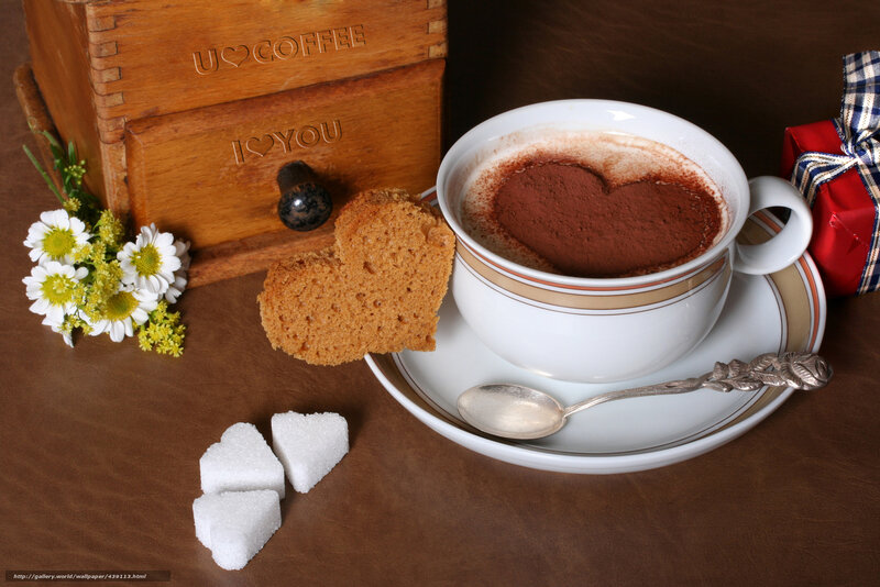 Coffee Cup with Heart — Brown, Cozy, Morning, Photograph, Heart-shaped Bread