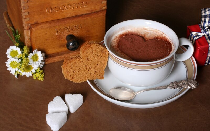 Coffee Cup with Heart — Brown, Cozy, Photograph
