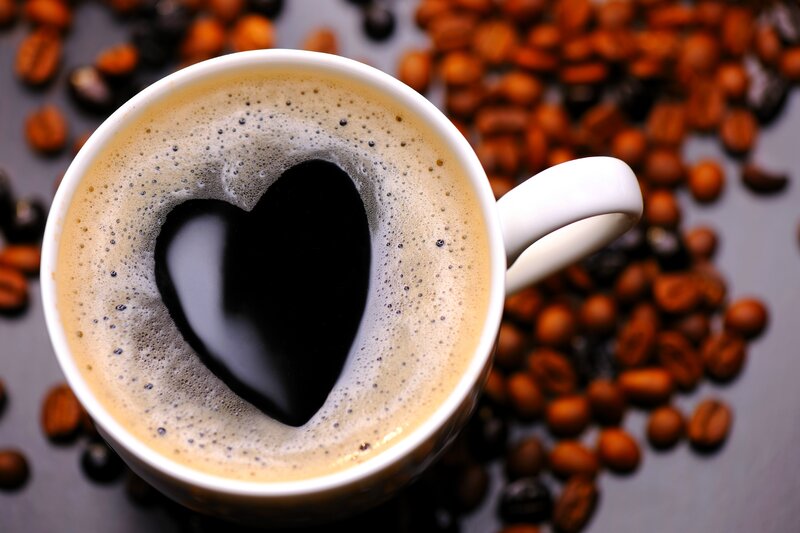 Coffee Cup with Heart Foam — Brown, Calm, Photograph