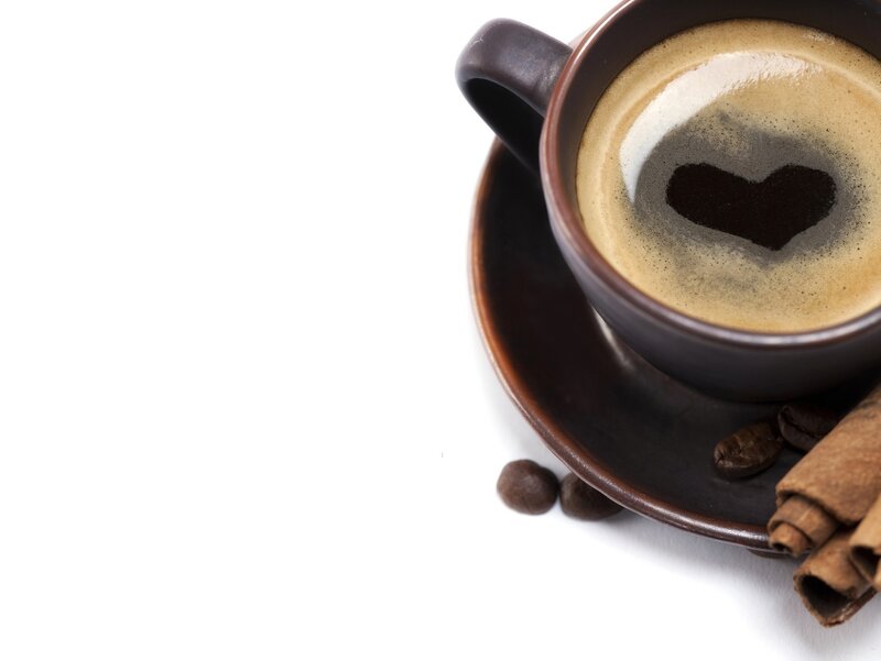 Coffee Cup with Heart Foam — Brown, Calm