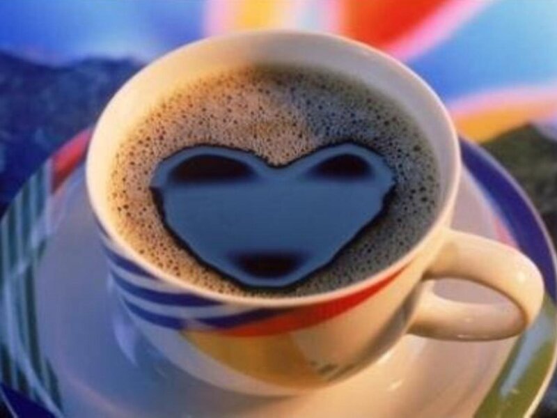 Coffee Cup with Heart Foam — Brown