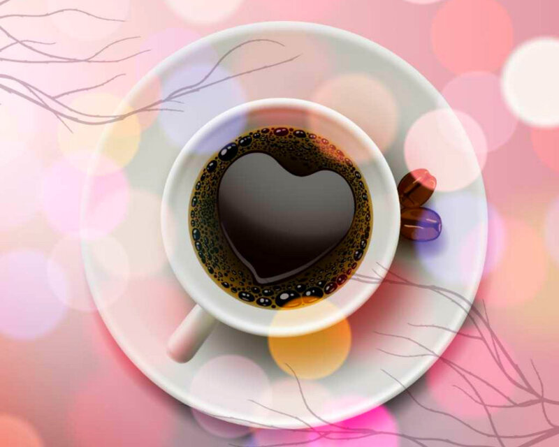 Coffee Cup with Heart Foam — Pink