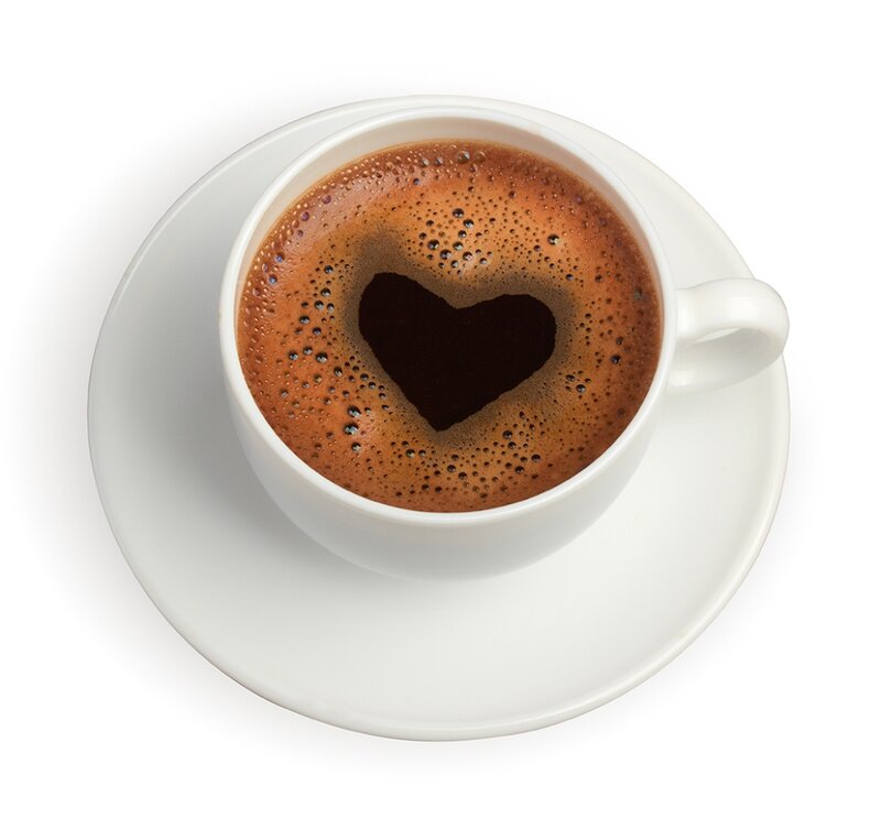 Coffee Cup with Heart Foam — White, Calm