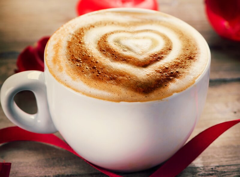 Coffee Cup with Heart Foam — White