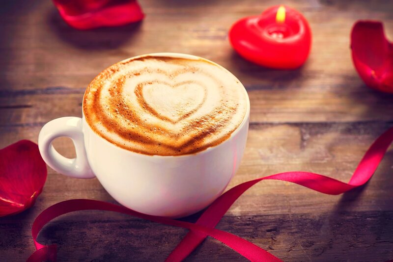 Coffee Cup with Heart Latte Art